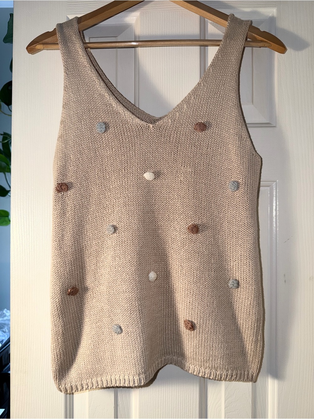 Blu Pepper Women’s Cream Pom-Pom Sweater Tank.